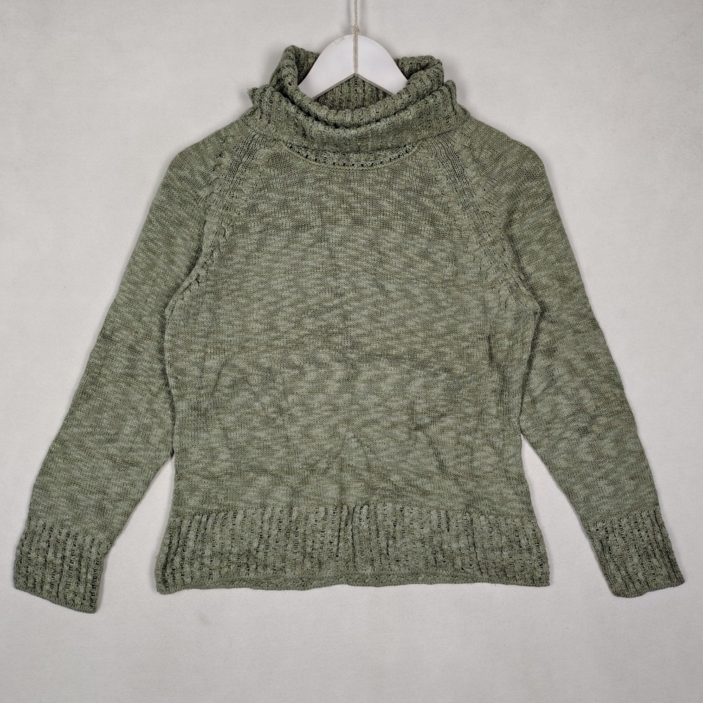 Peruvian Connection Sage Green Pima Cotton Baby Alpaca Silk Turtleneck Sweater M